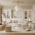 Elegant Modern Living Room Interior With Cozy Sofa Crystal Chandelier And Area Rug