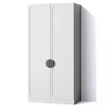 Modern Wardrobe Design With Light Gray Wooden Dark Gray Panels And Round Gold Metal Handles