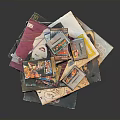 Colorful Stacked Daily Necessities Featuring Various Packages Cards And Assorted Wrappers