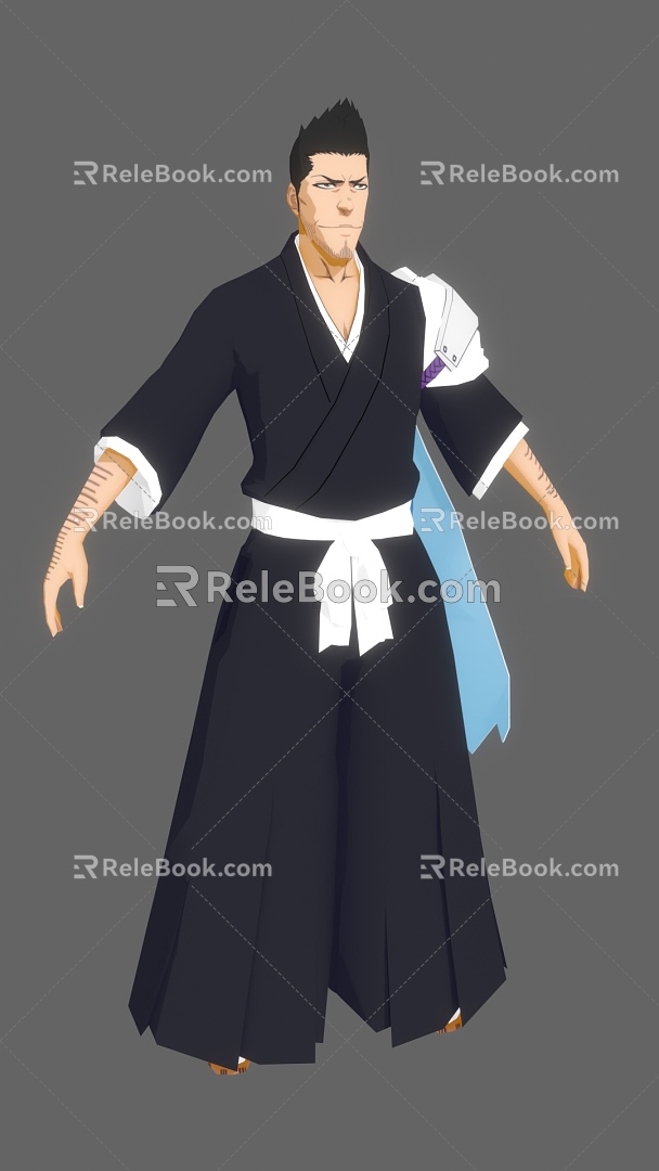 Cartoon Man Anime Movie Game Man Samurai Japanese 3d model