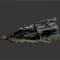 Natural Rock Garden Landscape with Layered Varied Colored Rocks and Green Moss