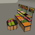 Supermarket Fruit Display Shelf Vegetable Display Rack Display Cabinet 3d model