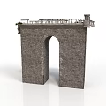 Stone Arch Building Structure With Balustrade On Top And Masonry Details