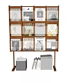 Wooden Bookcase With Layered Shelves Filled With Books Magazines And Storage Boxes