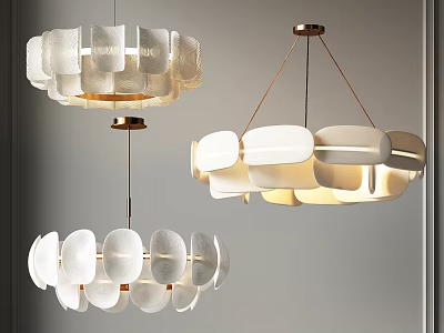 Modern Minimalist White Chandeliers With Organic Shapes And Metal Frames For Interior Decor 3d model