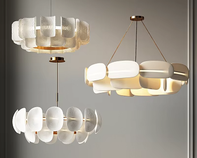 Modern Minimalist White Chandeliers With Organic Shapes And Metal Frames For Interior Decor 3d model