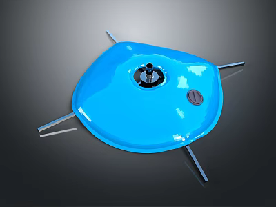 Blue Polygonal Household Item With Metal Stands And Central Knob For Home Use 3d model