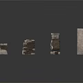Ancient Stone Architectural Elements Including Arches Blocks and Decorative Columns 3d model
