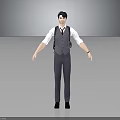 A Man in Gray Vest White Shirt and Tie Standing with Arms Outstretched