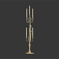 Elegant Golden Candelabras in Different Sizes with Candles on White Surface