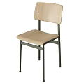 Modern Leisure Chair With Wooden Seat Backrest And Metal Legs Simple Design