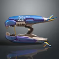 Futuristic Blue Purple Mechanical Weapon With Metallic Claw And Energy Details
