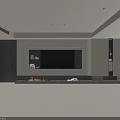 Modern TV Wall Design With Built in Fireplace And Storage Cabinets 3d model