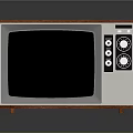 Vintage Electronic Television With Wooden Case White Frame And Control Dials