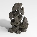 Artistic Rockery Stone 3D Model With Natural Holes And Stacked Structure