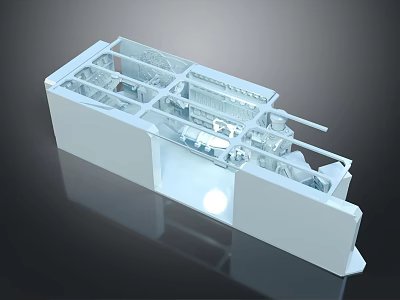 Modern White 3D Structural Model Featuring Detailed Interior Compartments And Framework 3d model