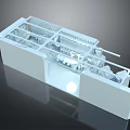 Modern White 3D Structural Model Featuring Detailed Interior Compartments And Framework