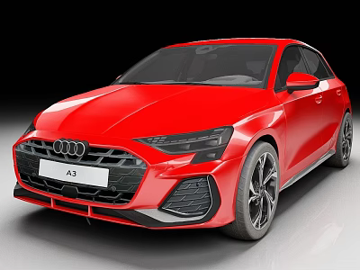 Red Audi A3 Car Exterior Design With Sporty Front Face And Alloy Wheels 3d model