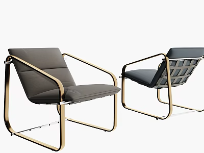 Modern Leisure Chairs With Metal Frame And Leather Seat In Two Different Designs 3d model