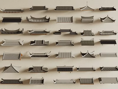 Chinese Traditional Architectural Roof Components With Various Styles And Classic Designs 3d model
