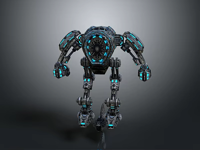 Sci-Fi Robot Character With Complex Mechanical Structure And Blue Glowing Components 3d model