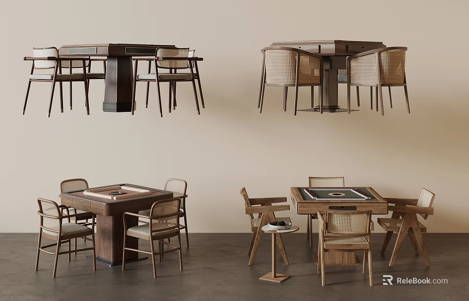 Modern Wooden Entertainment Table Design With Comfortable Chairs And Game Surface Top 3d model 