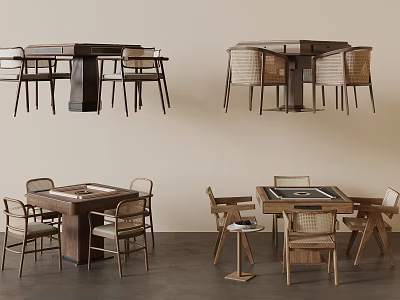 Modern Wooden Entertainment Table Design With Comfortable Chairs And Game Surface Top 3d model