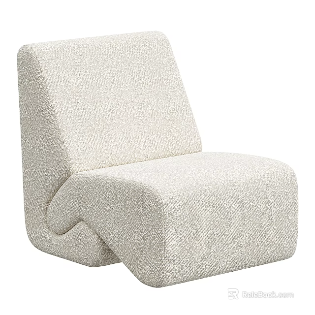 Modern Beige Single Seater Sofa With Textured Fabric And Unique Shape 3d model