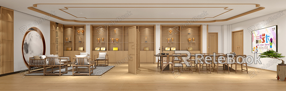 New Chinese Conference Room Tea Room Reception Room Tea Area Activity Room model