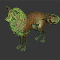 Realistic Red Brown Fox with Fluffy Tail Standing in Dark Background 3d model