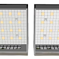 Modern Grid Design Ceiling with White Square Panels and Recessed Lights 3d model