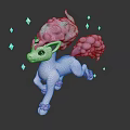 White Horned Game Character With Pink Blue Mane Tail And Colorful Diamond Stars In Pose