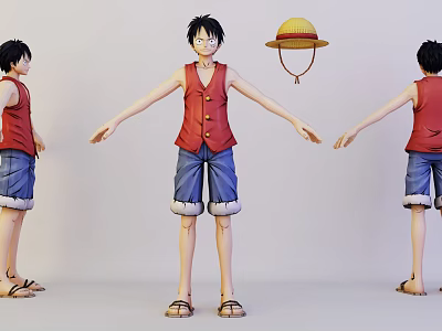Modern game character One Piece Luffy 3d model