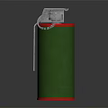 Green And Red Cylindrical Hand Grenade With Metal Pin And Top Military Weapon