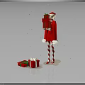 Christmas Elf In Red Outfit Holding Gift With Surrounding Gift Boxes And Snowflakes
