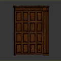 Traditional Wooden Cabinet With Double Paneled Doors Brown Finish And Decorative Top