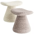 Modern Mushroom Shaped Stools With Textured Knitted Fabric In Beige And Light Brown Design