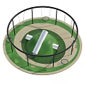 Outdoor Swing Chair Design with Circular Black Metal Frame Green Ground and Play Elements