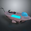 Futuristic Pink Vessel With Blue Transparent Dome Blue Interior And Thrusters