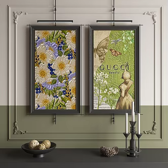 French Middle-style Decorative Painting 3d model