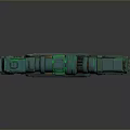 Green Blue Sci-Fi Futuristic Gun with Orange Glowing Parts Scope and Chain Decoration