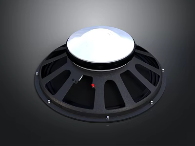 Electronic Speaker With Black Frame And White Dome Circular Design Audio Equipment 3d model