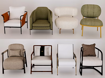 Stylish Modern Accent Chairs with Multiple Styles Comfortable Seats and Neutral Colors 3d model