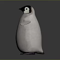 Realistic 3D Penguin Figure With Black Head And White Body Standing On Gray Background