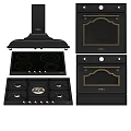 Black Kitchen Appliances With Range Hood Induction Cooktop Gas Stove And Ovens