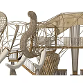 Outdoor Creative Elephant Shaped Pergola With Bamboo Structure Slide And Staircase