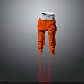 Orange Loose Fit Sweatpants Featuring White Elastic Waistband For Comfortable Daily Wear