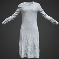 Gray Long Sleeve Casual Dress with Simple Design and Loose Fit