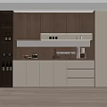 Modern Kitchen Wine Cabinet With Dark Wooden Design And Lighting Storage