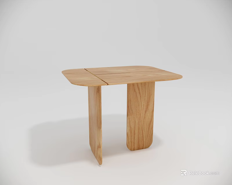 Modern Minimalist Wooden Coffee Table With Rectangular Top And Column Legs 3d model